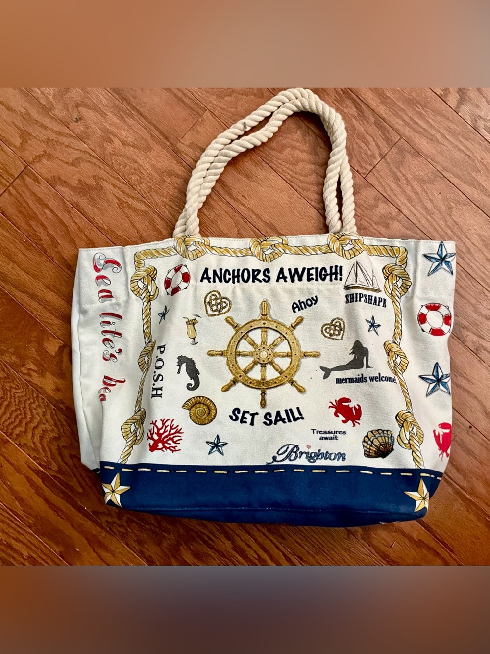 Brighton Nautical Canvas Tote Bag